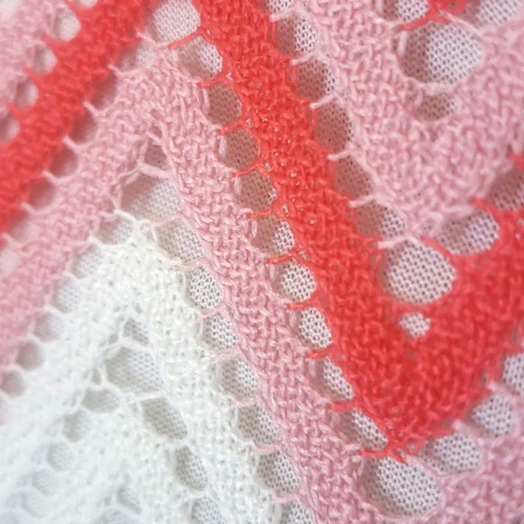 VINTAGE Sleeveless Crochet Dress White Coral Red Salmon Pink Brown - Picture 11 of 14